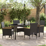 vidaXL Garden Dining Set with cushions 3 pcs Black poly rattan