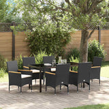 vidaXL Garden Dining Set with cushions 3 pcs Black poly rattan
