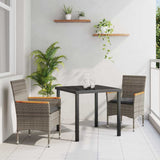 vidaXL Garden Dining Set with cushions 3 pcs Black poly rattan