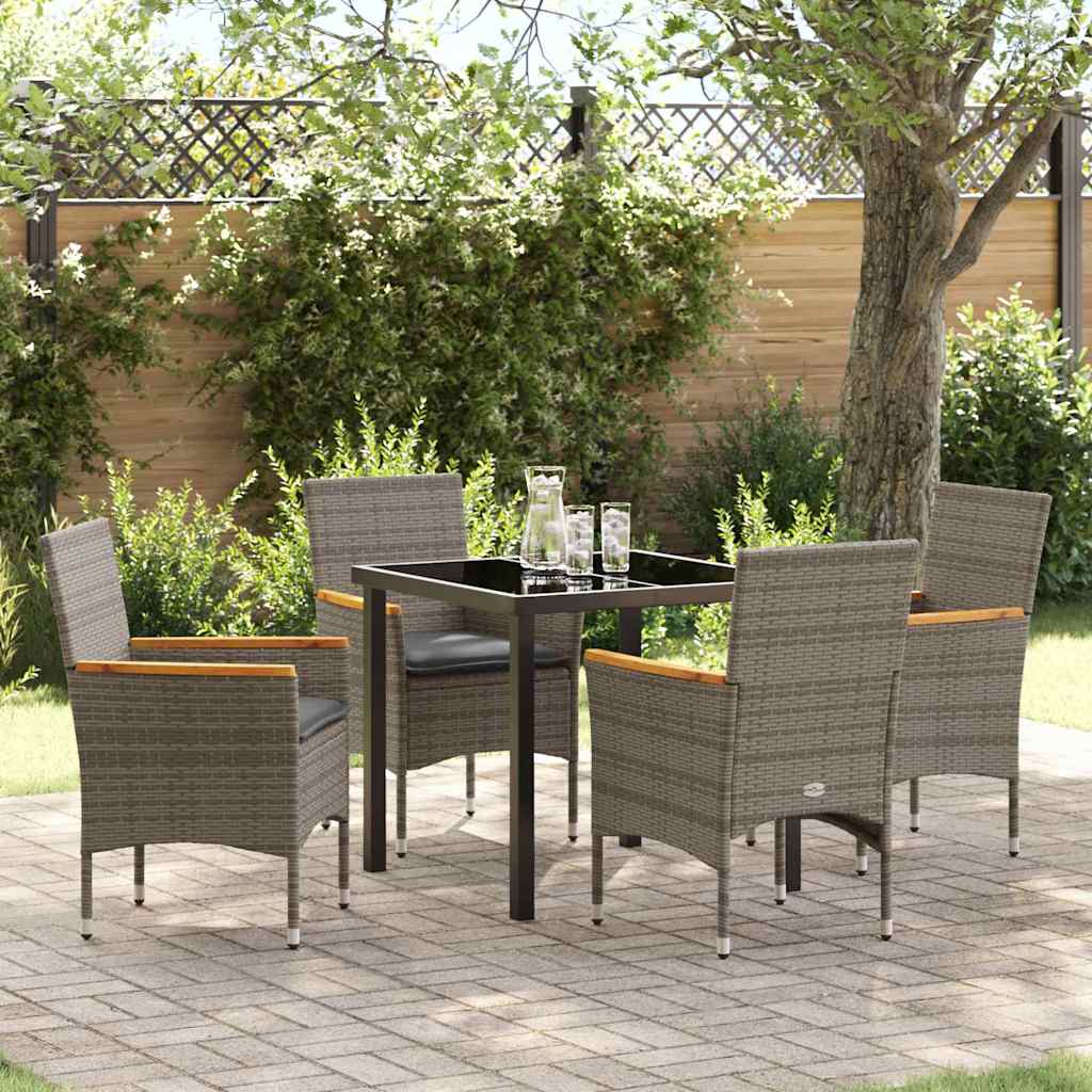 vidaXL Garden Dining Set with cushions 3 pcs Black poly rattan