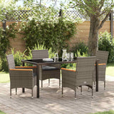vidaXL Garden Dining Set with cushions 3 pcs Black poly rattan