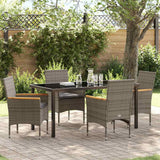 vidaXL Garden Dining Set with cushions 3 pcs Black poly rattan