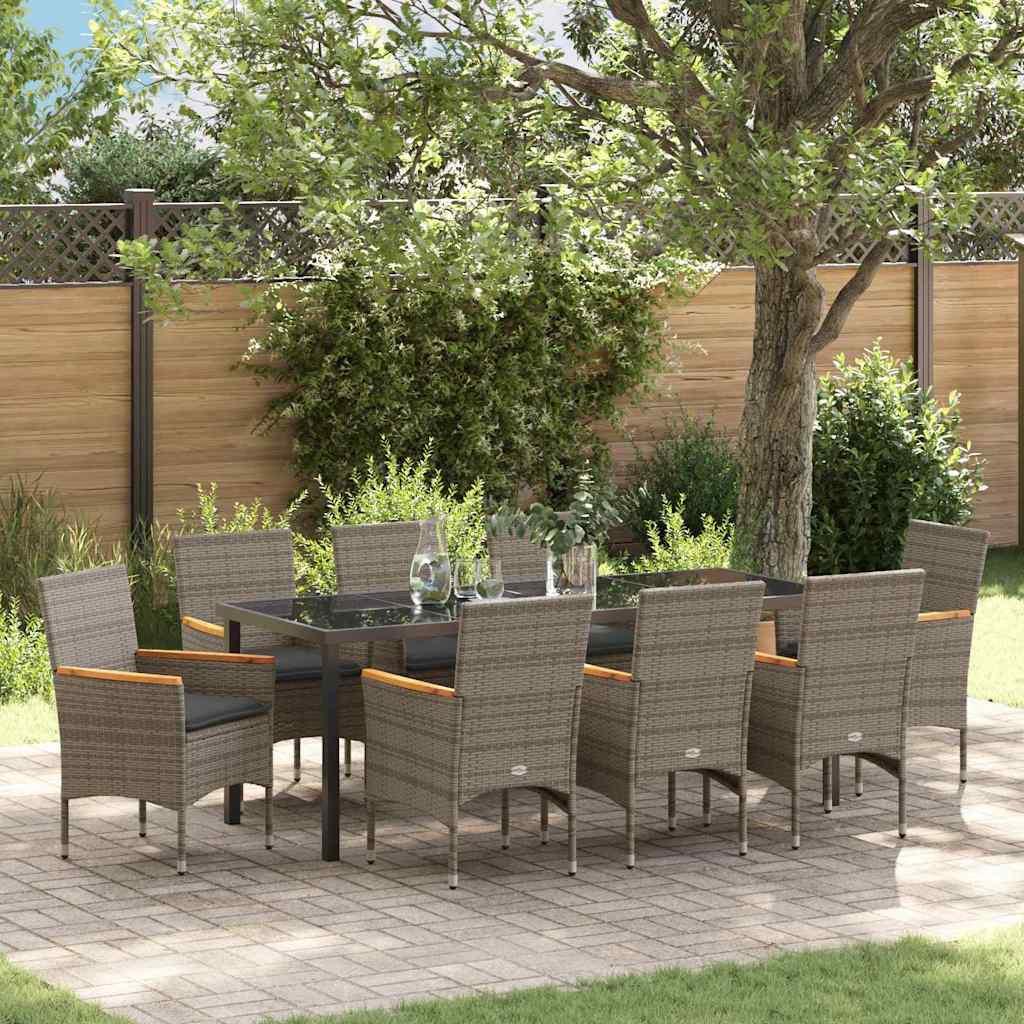 vidaXL Garden Dining Set with cushions 3 pcs Black poly rattan