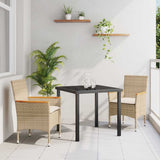 vidaXL Garden Dining Set with cushions 3 pcs Black poly rattan