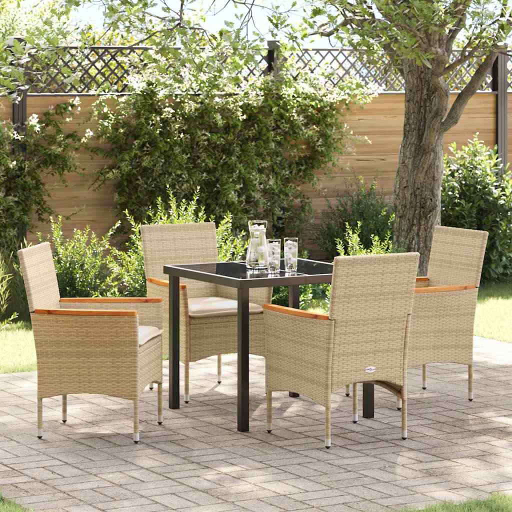 vidaXL Garden Dining Set with cushions 3 pcs Black poly rattan