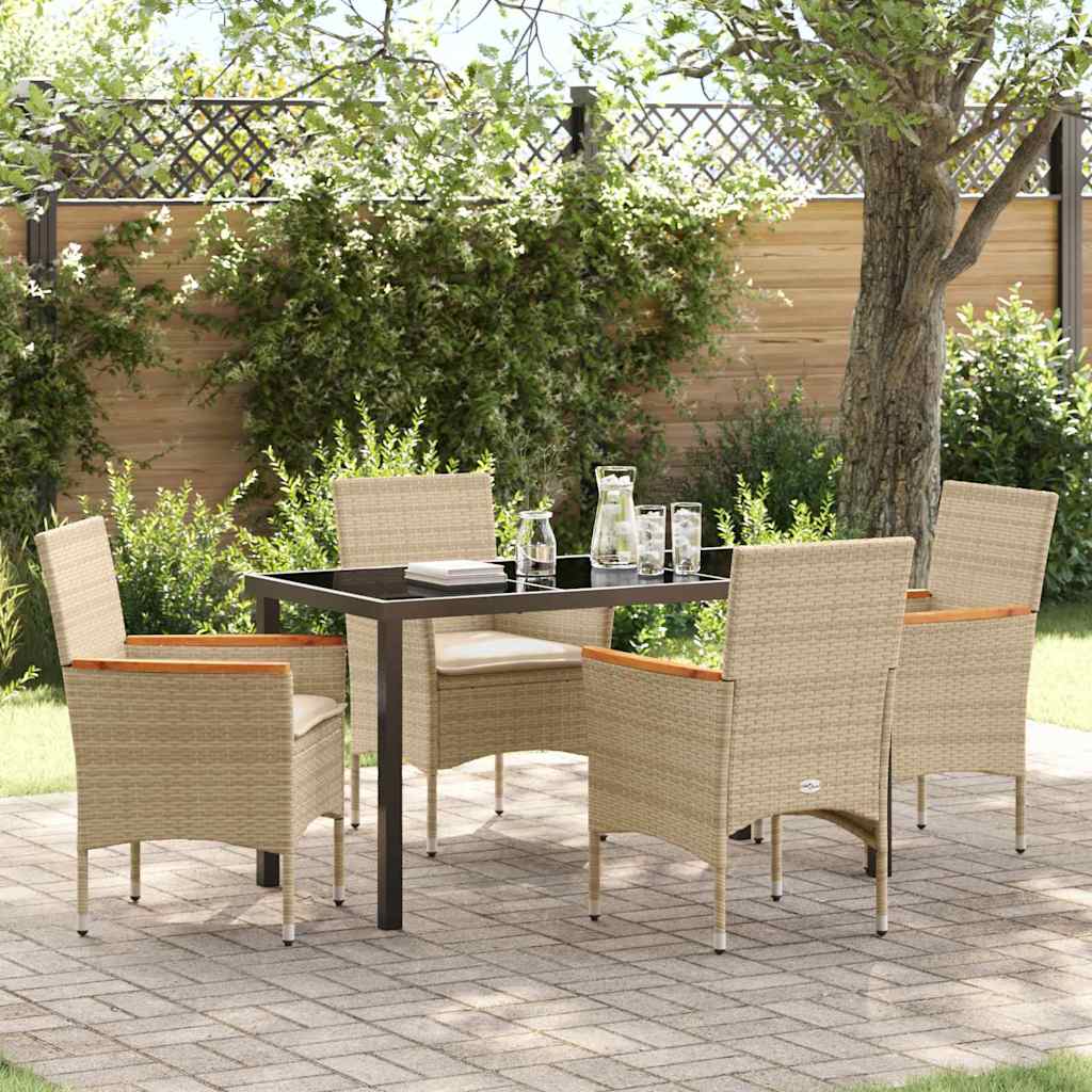 vidaXL Garden Dining Set with cushions 3 pcs Black poly rattan