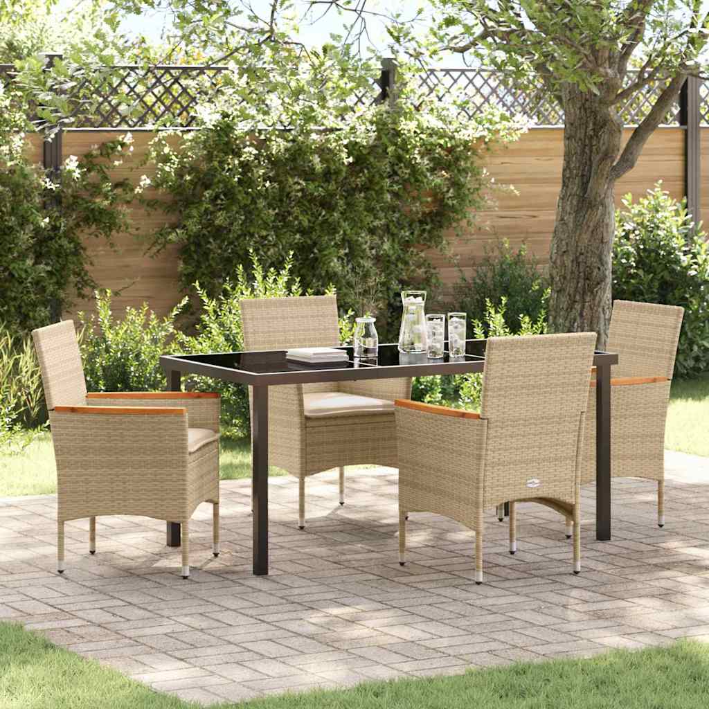 vidaXL Garden Dining Set with cushions 3 pcs Black poly rattan