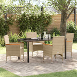 vidaXL Garden Dining Set with cushions 3 pcs Black poly rattan