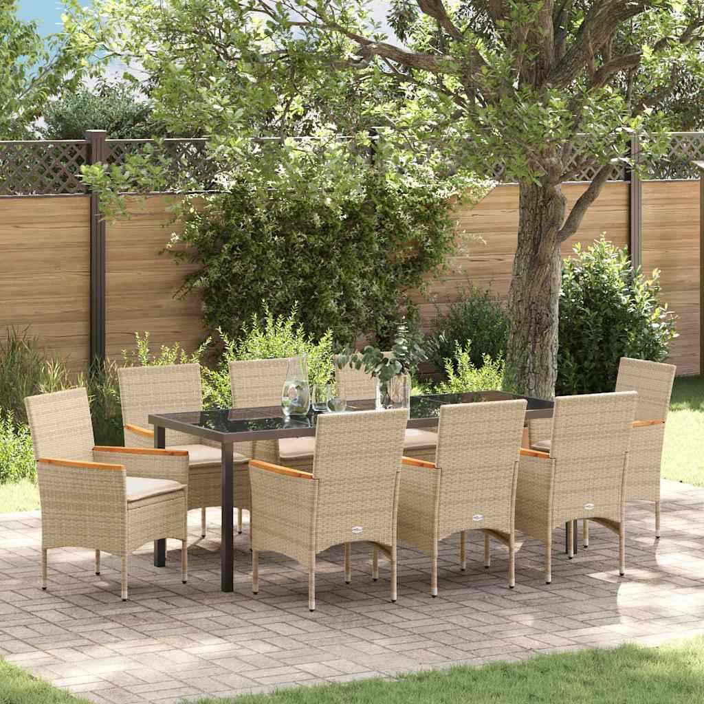 vidaXL Garden Dining Set with cushions 3 pcs Black poly rattan