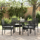 vidaXL Tuin Eettafel Set met kussen 3 pcs Zwart poly rattan