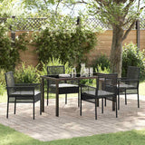 vidaXL Tuin Eettafel Set met kussen 3 pcs Zwart poly rattan
