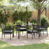 vidaXL Tuin Eettafel Set met kussen 3 pcs Zwart poly rattan