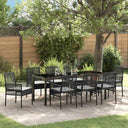 vidaXL Tuin Eettafel Set met kussen 3 pcs Zwart poly rattan