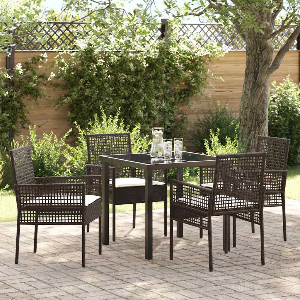 vidaXL Tuin Eettafel Set met kussen 3 pcs Zwart poly rattan