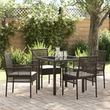 vidaXL Tuin Eettafel Set met kussen 3 pcs Zwart poly rattan