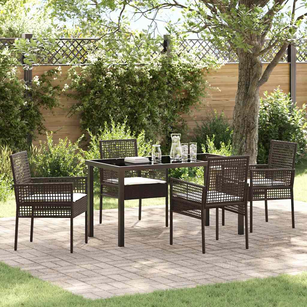 vidaXL Tuin Eettafel Set met kussen 3 pcs Zwart poly rattan