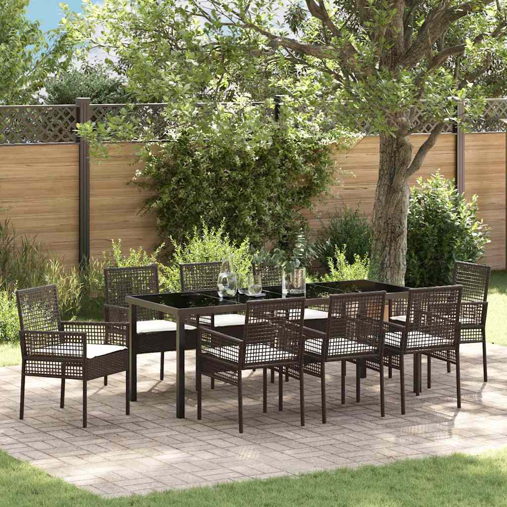vidaXL Tuin Eettafel Set met kussen 3 pcs Zwart poly rattan
