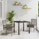 vidaXL Tuin Eettafel Set met kussen 3 pcs Zwart poly rattan
