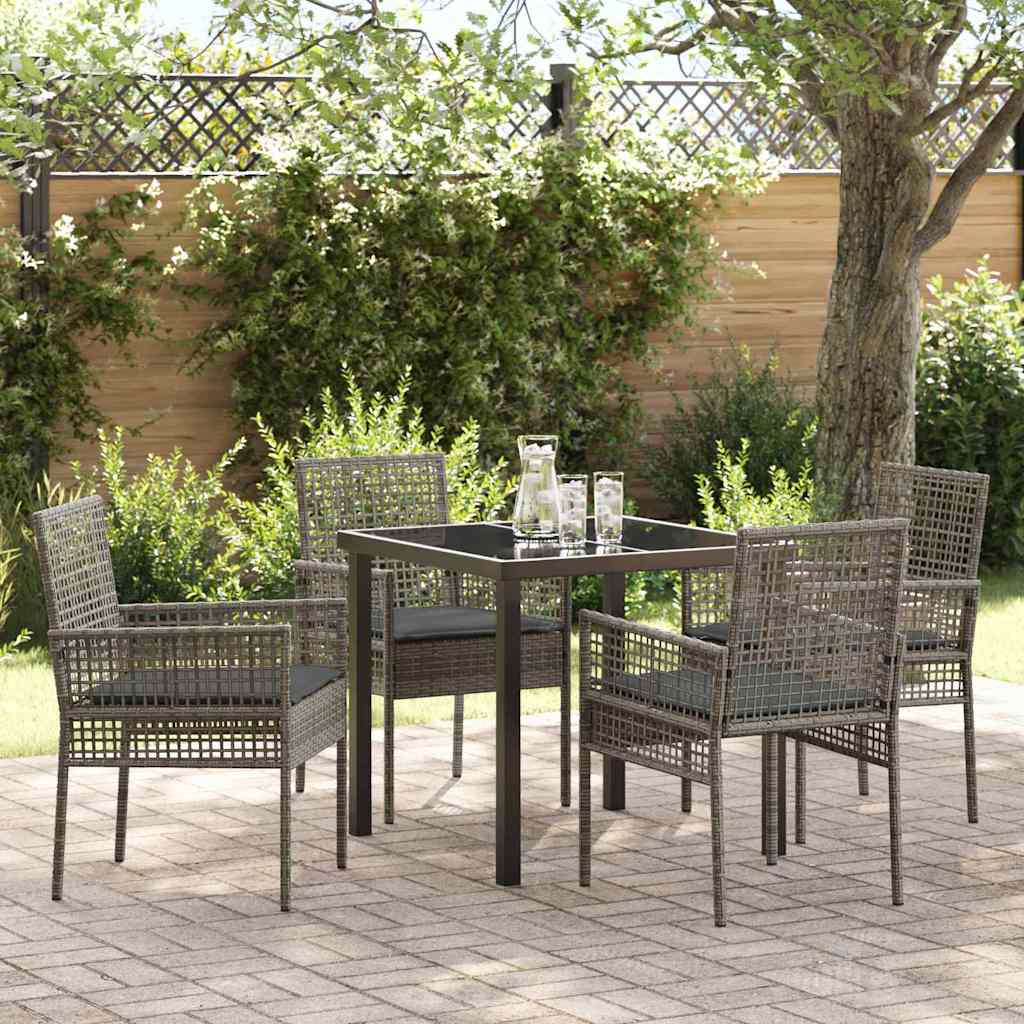 vidaXL Tuin Eettafel Set met kussen 3 pcs Zwart poly rattan