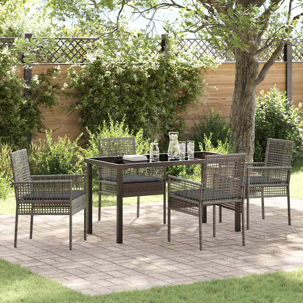 vidaXL Tuin Eettafel Set met kussen 3 pcs Zwart poly rattan