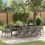 vidaXL Tuin Eettafel Set met kussen 3 pcs Zwart poly rattan