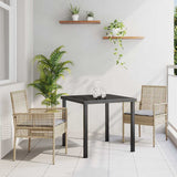 vidaXL Tuin Eettafel Set met kussen 3 pcs Zwart poly rattan