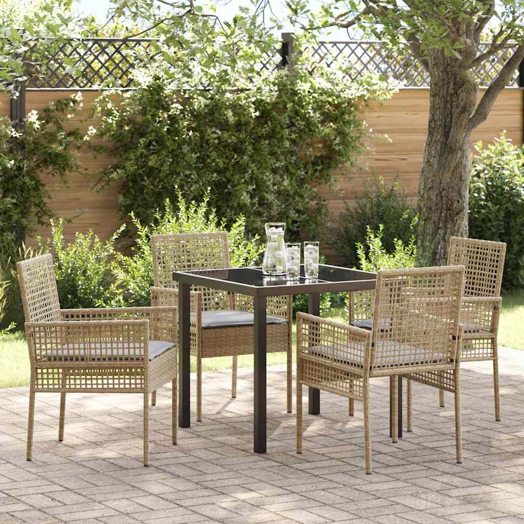 vidaXL Tuin Eettafel Set met kussen 3 pcs Zwart poly rattan
