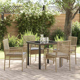 vidaXL Tuin Eettafel Set met kussen 3 pcs Zwart poly rattan