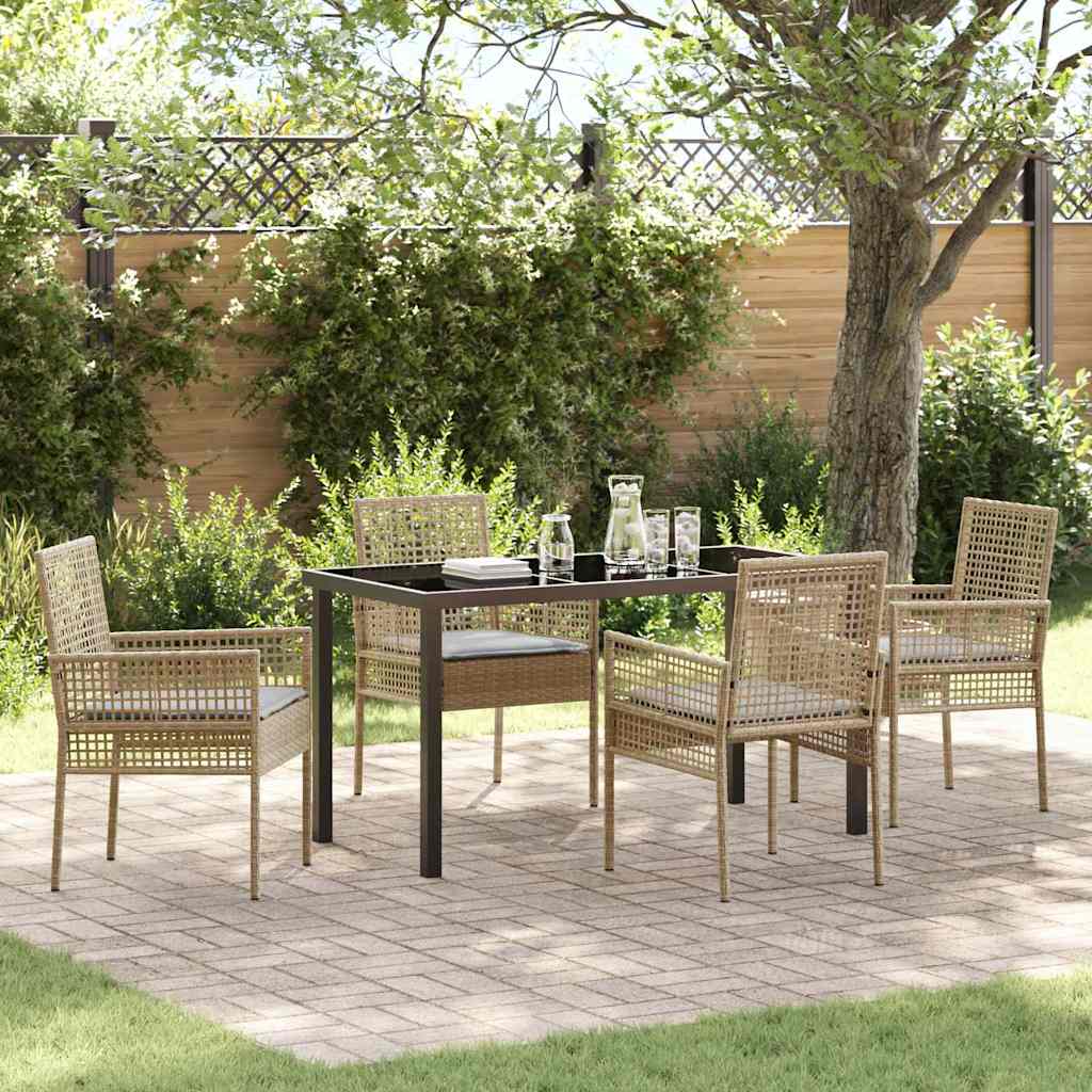 vidaXL Tuin Eettafel Set met kussen 3 pcs Zwart poly rattan