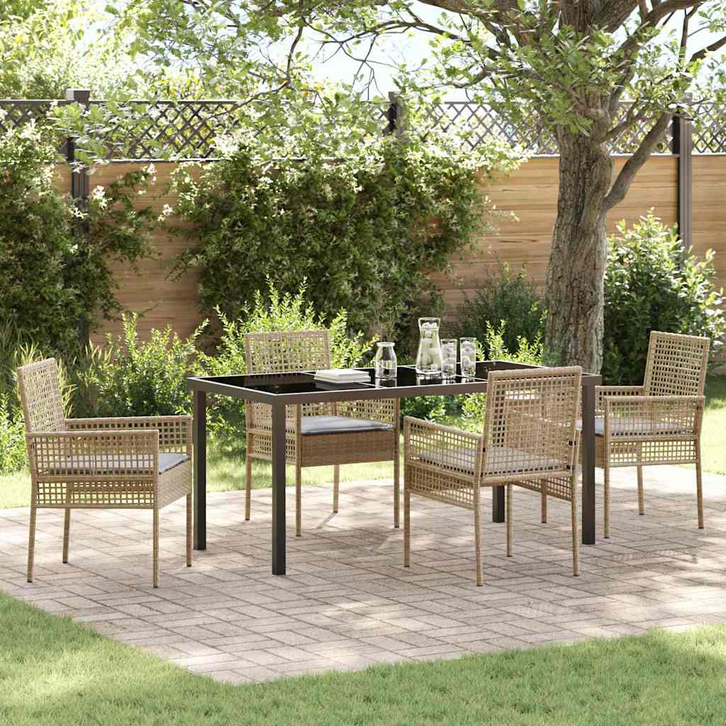 vidaXL Tuin Eettafel Set met kussen 3 pcs Zwart poly rattan