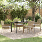 vidaXL Tuin Eettafel Set met kussen 3 pcs Zwart poly rattan