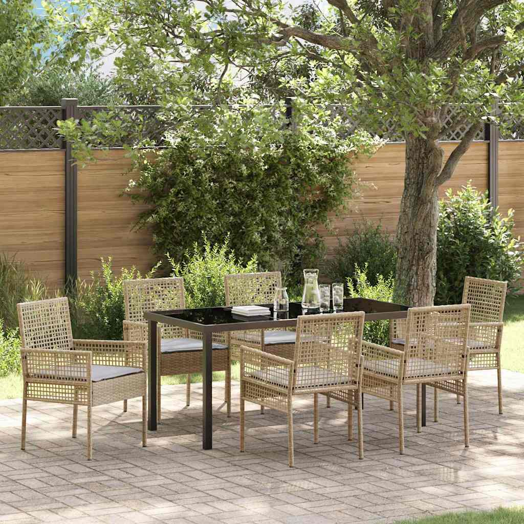 vidaXL Tuin Eettafel Set met kussen 3 pcs Zwart poly rattan