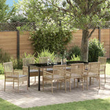 vidaXL Tuin Eettafel Set met kussen 3 pcs Zwart poly rattan