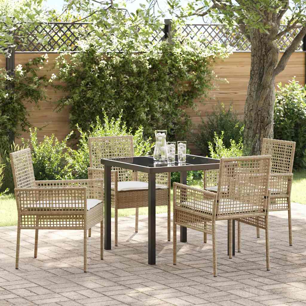 vidaXL Tuin Eettafel Set met kussen 3 pcs Zwart poly rattan
