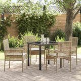 vidaXL Tuin Eettafel Set met kussen 3 pcs Zwart poly rattan