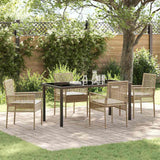 vidaXL Tuin Eettafel Set met kussen 3 pcs Zwart poly rattan