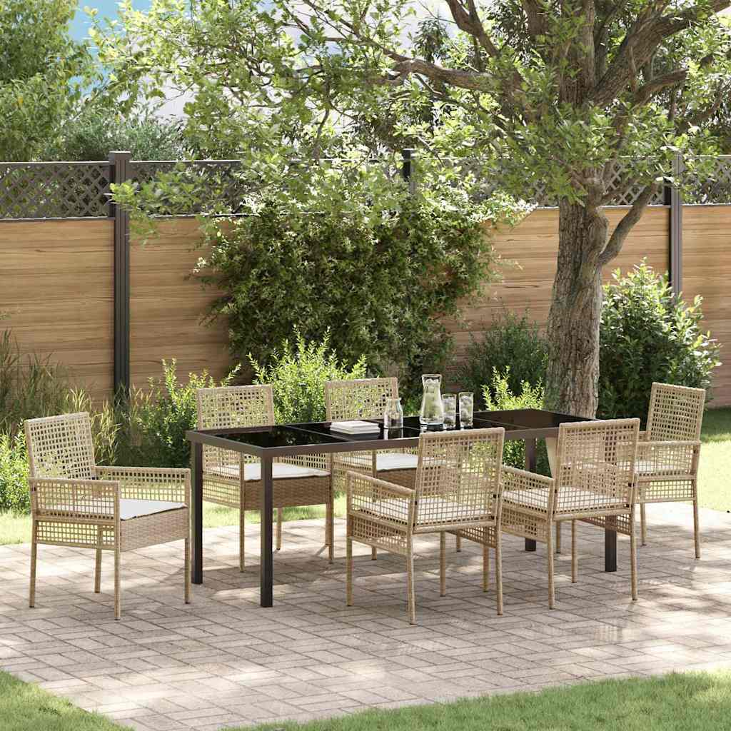 vidaXL Tuin Eettafel Set met kussen 3 pcs Zwart poly rattan