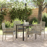 vidaXL Tuin Eettafel Set met kussen 3 pcs Zwart poly rattan