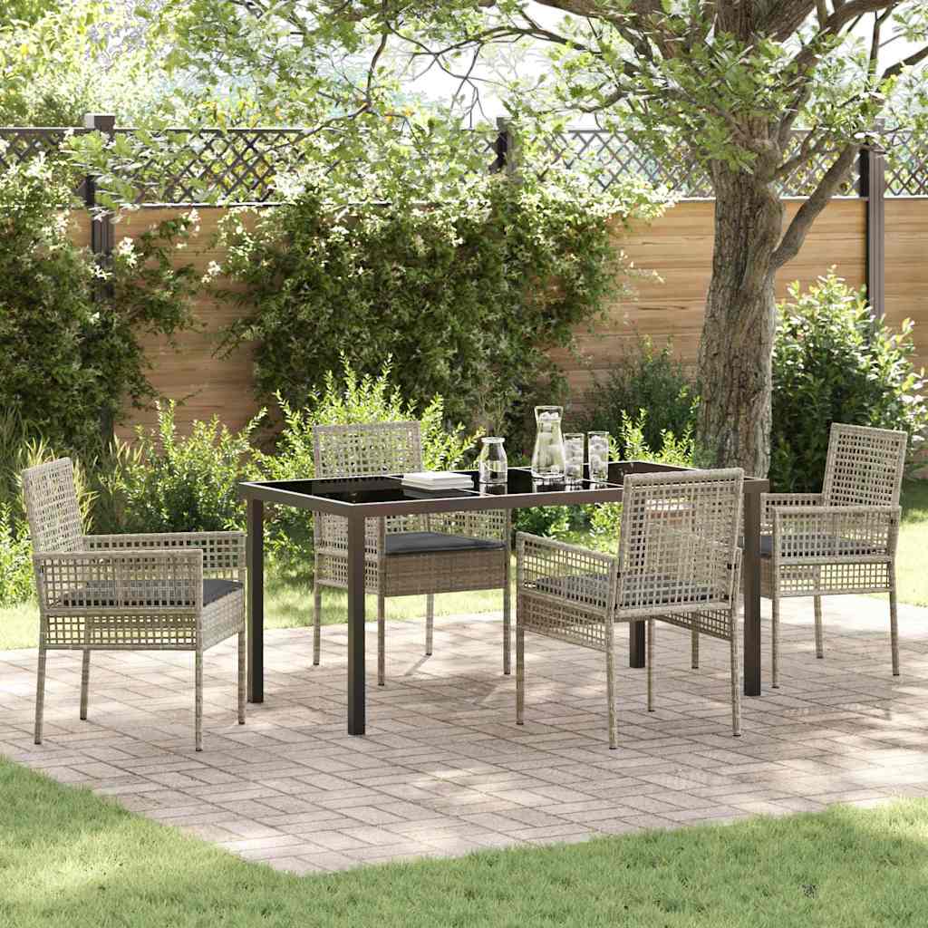 vidaXL Tuin Eettafel Set met kussen 3 pcs Zwart poly rattan