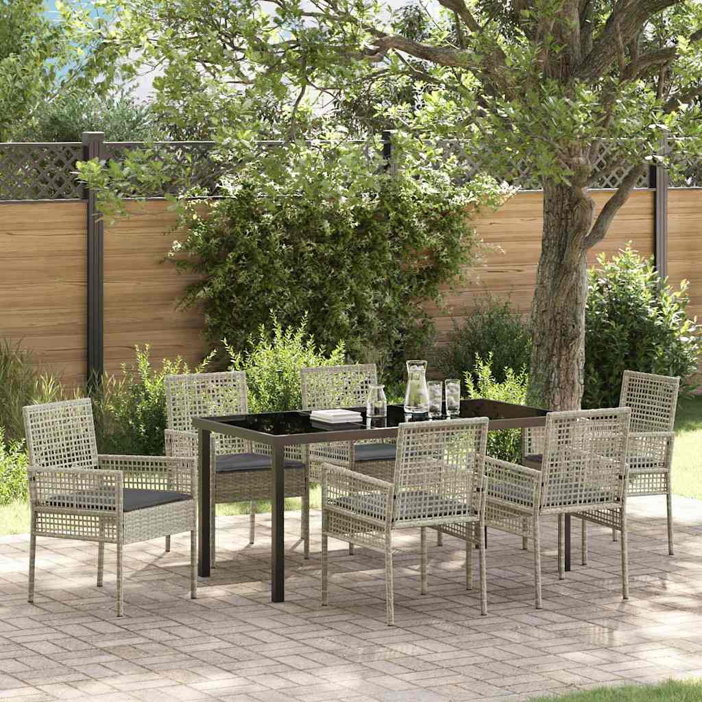 vidaXL Tuin Eettafel Set met kussen 3 pcs Zwart poly rattan