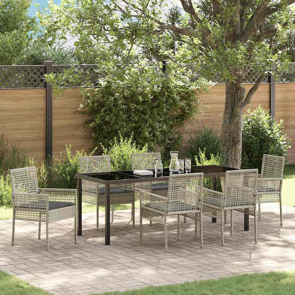vidaXL Tuin Eettafel Set met kussen 3 pcs Zwart poly rattan