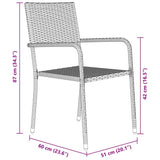 vidaXL Tuin Eettafel Set met kussen 3 pcs Zwart poly rattan