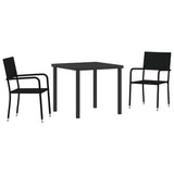 vidaXL Tuin Eettafel Set met kussen 3 pcs Zwart poly rattan
