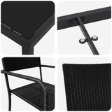 vidaXL Tuin Eettafel Set met kussen 3 pcs Zwart poly rattan