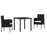 vidaXL Tuin Eettafel Set met kussen 5 pcs Zwart poly rattan