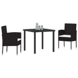 vidaXL Tuin Eettafel Set met kussen 5 pcs Zwart poly rattan