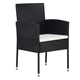 vidaXL Tuin Eettafel Set met kussen 5 pcs Zwart poly rattan