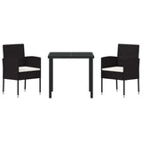 vidaXL Tuin Eettafel Set met kussen 5 pcs Zwart poly rattan