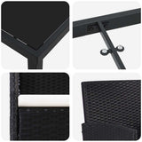 vidaXL Tuin Eettafel Set met kussen 5 pcs Zwart poly rattan