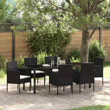 vidaXL Tuin Eettafel Set met kussen 5 pcs Zwart poly rattan